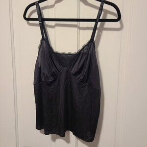 VTG 1960s Shadow Line Camisole Top Size 42  Black 100% Nylon Adjustable Straps